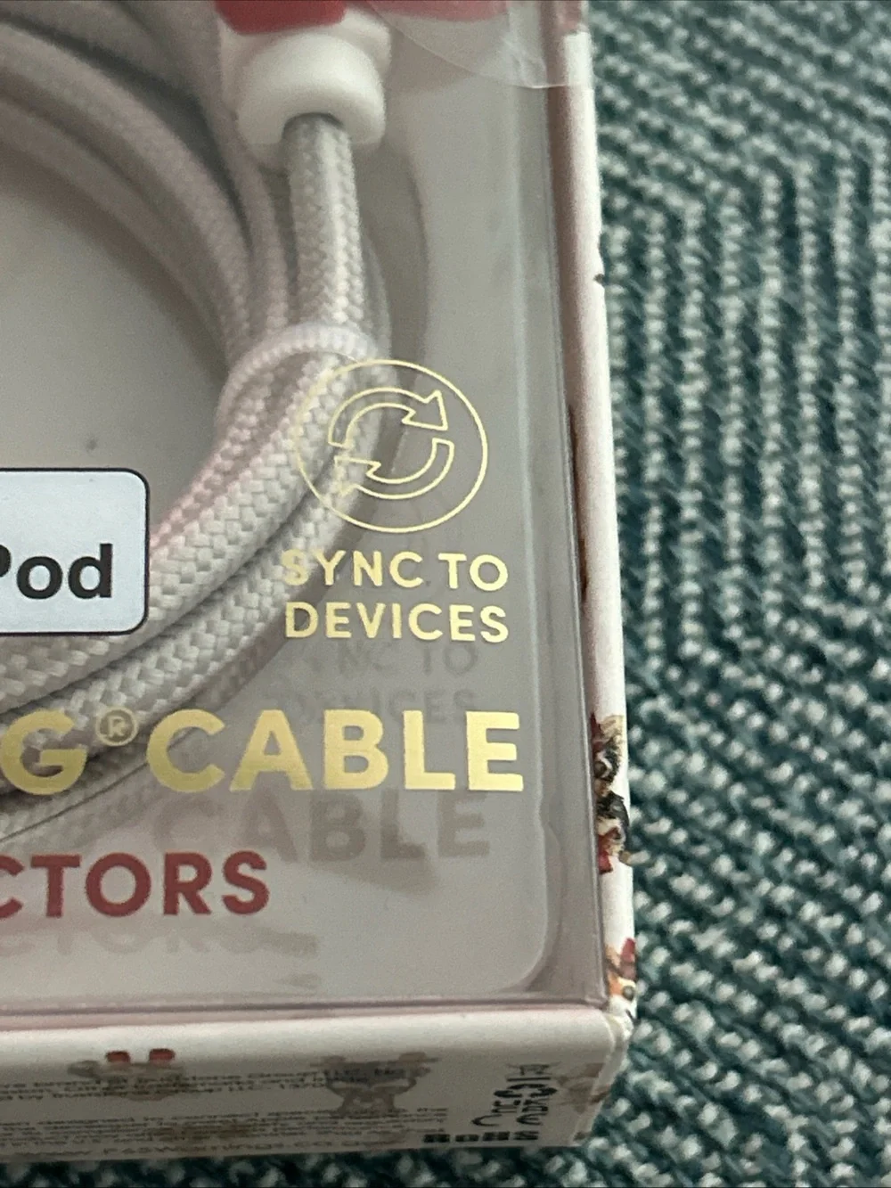 XO Poppy Phone Charger USB-A Cable 4 ft NIB- Red Boots W/ Dog- Quick Charge